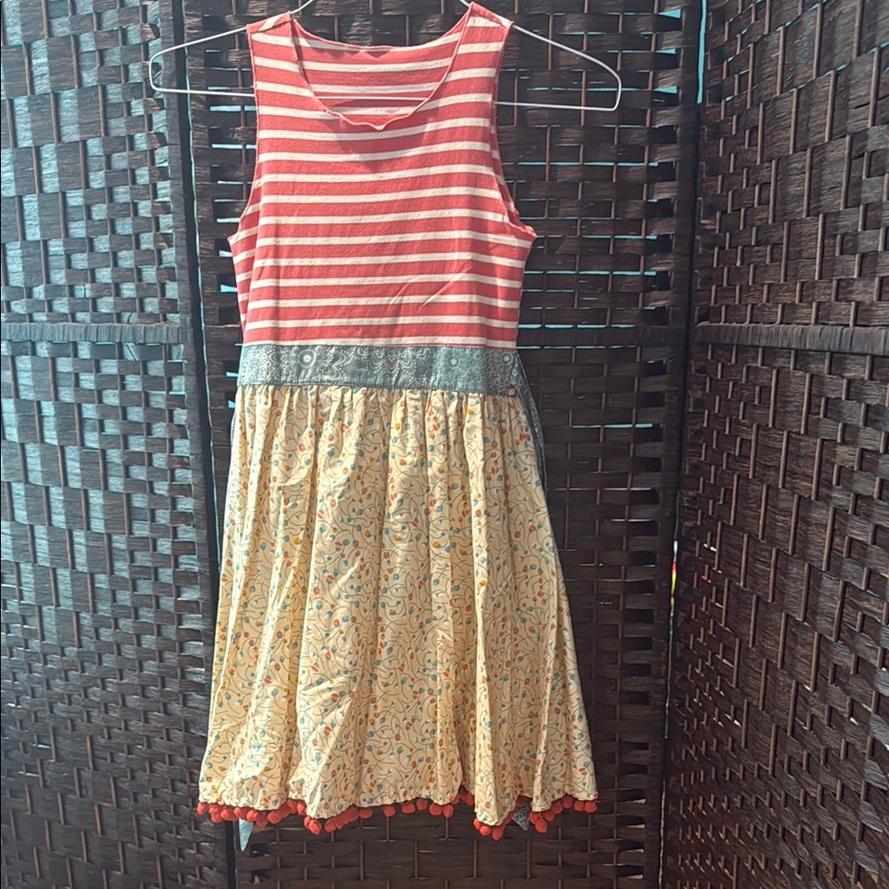 Matilda Jane Platimum only 10 made Striped and Floral Kids Dress size 12 EUC
